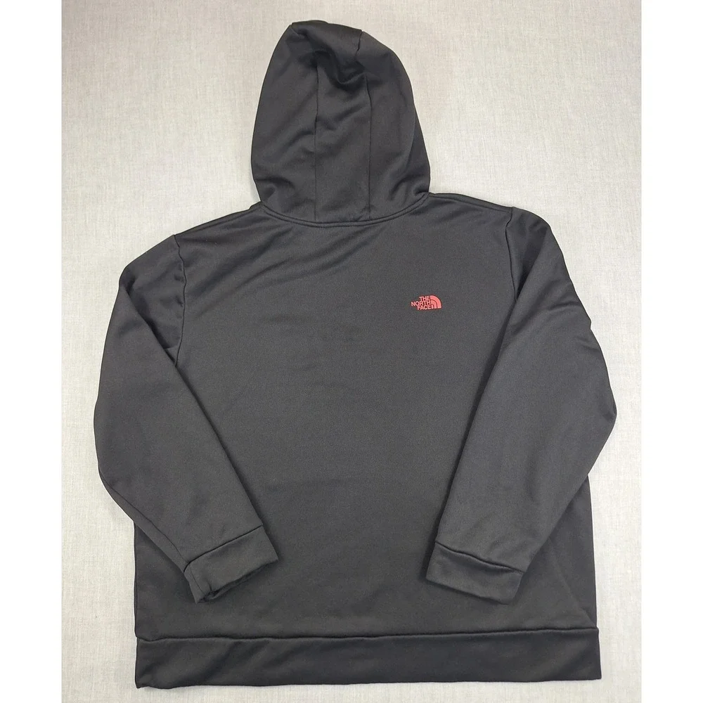 The North Face Mens XXL Black Red Logo Pullover Hoodie Fleece Lined Sweatshirt